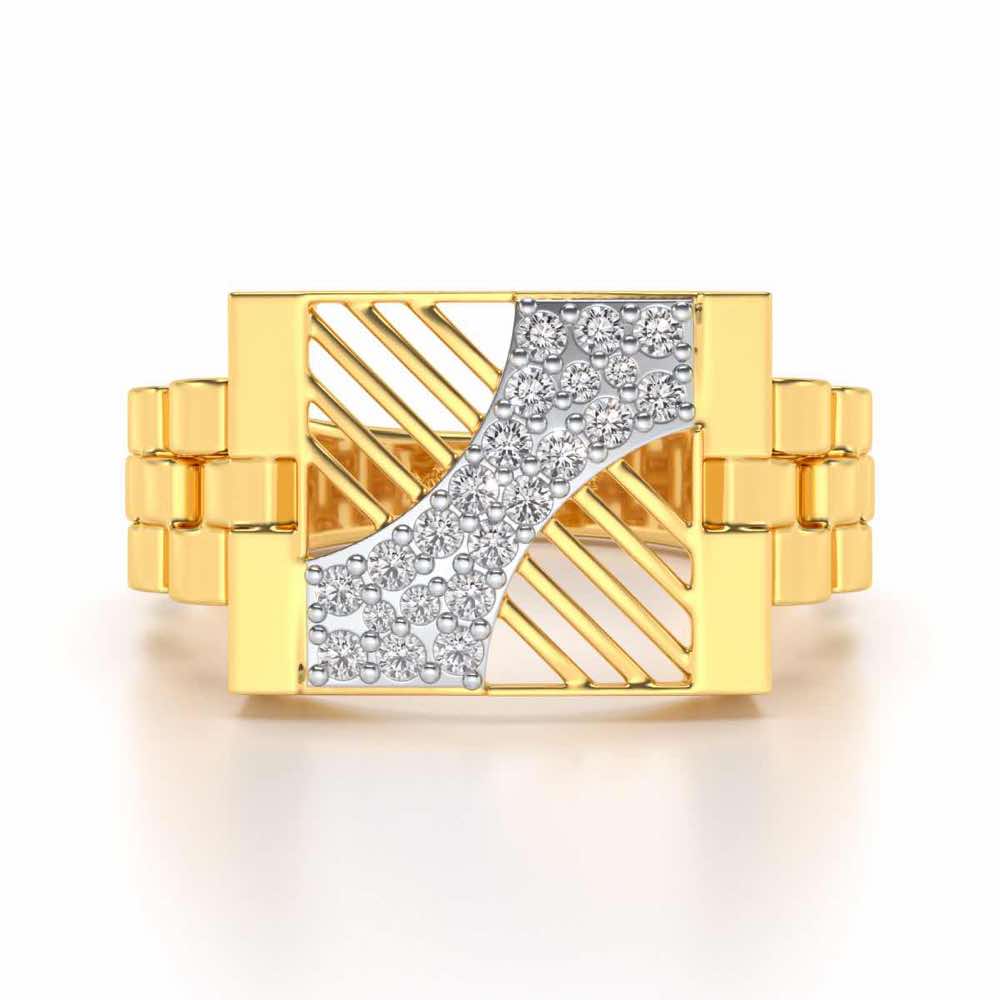 Placid Silver Ring For Men - Yellow Gold - Image 4