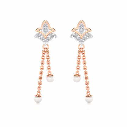 Plant Silver Dangler Earrings - Rose Gold - Image 1