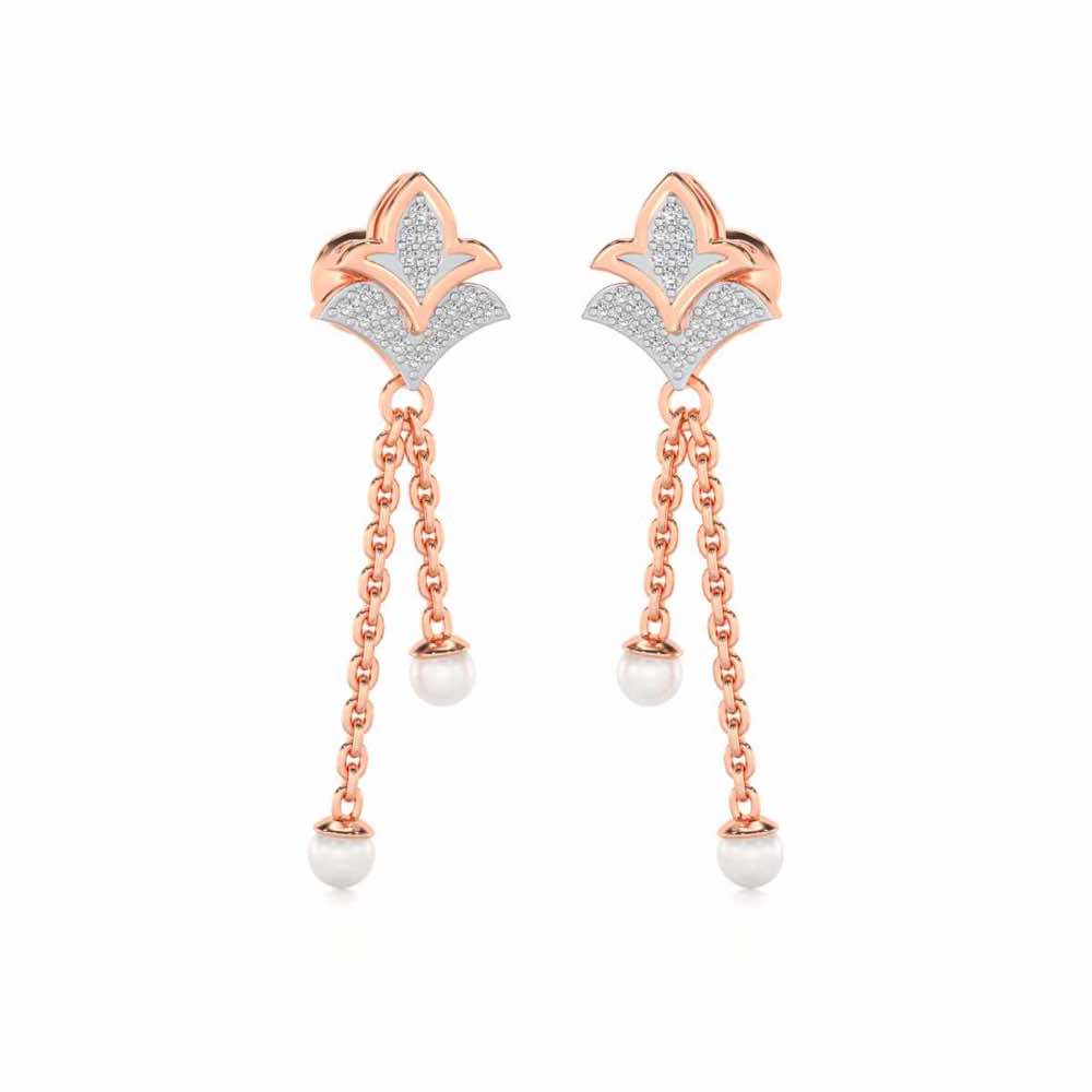 Plant Silver Dangler Earrings - Rose Gold - Image 2