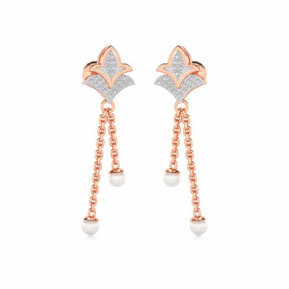 Plant Silver Dangler Earrings - Rose Gold - Image 2