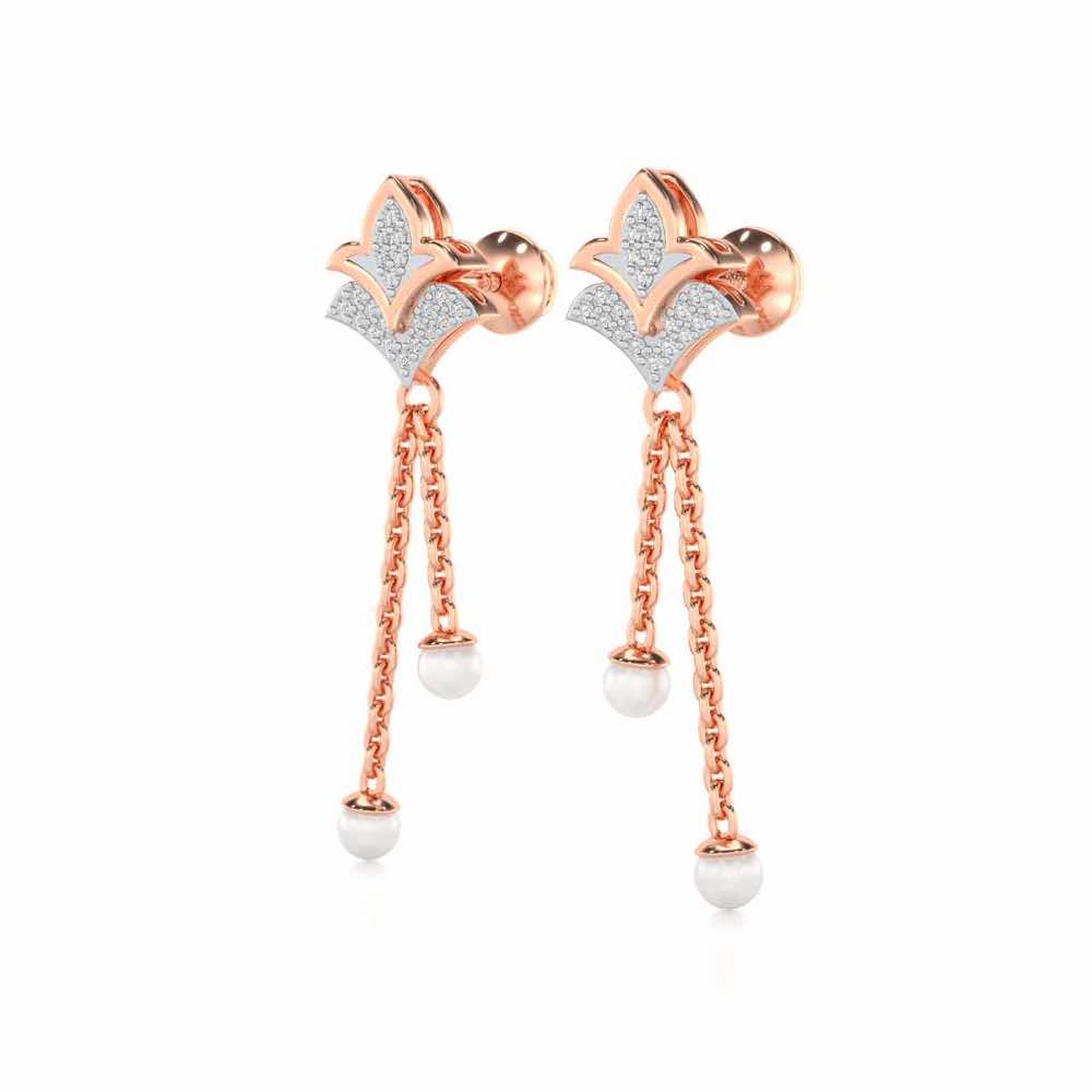 Plant Silver Dangler Earrings - Rose Gold - Image 3