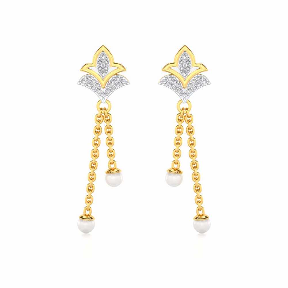 Plant Silver Dangler Earrings - Yellow Gold - Image 1