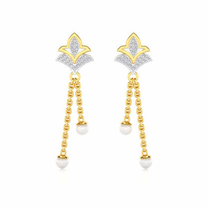 Plant Silver Dangler Earrings - Yellow Gold - Image 1