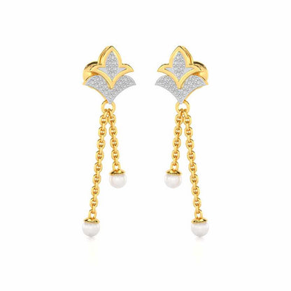 Plant Silver Dangler Earrings - Yellow Gold - Image 2