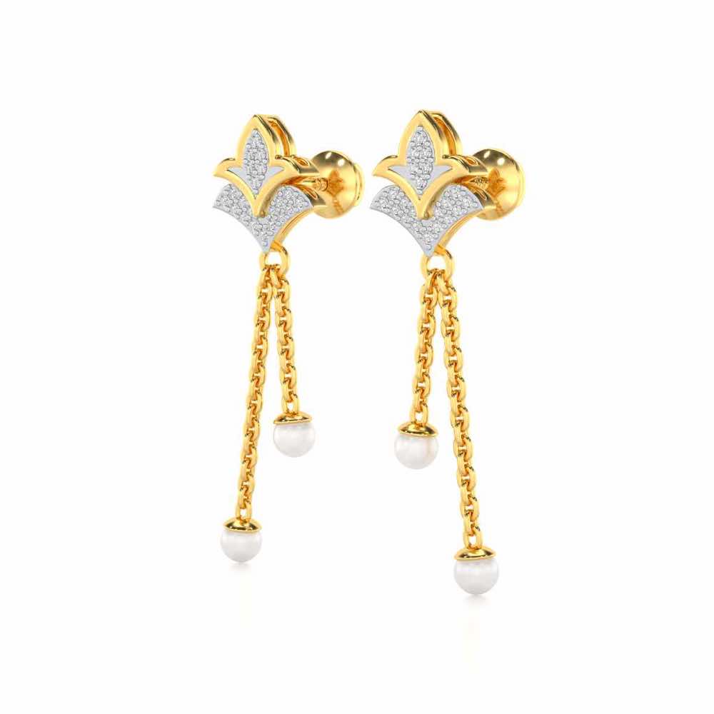 Plant Silver Dangler Earrings - Yellow Gold - Image 3