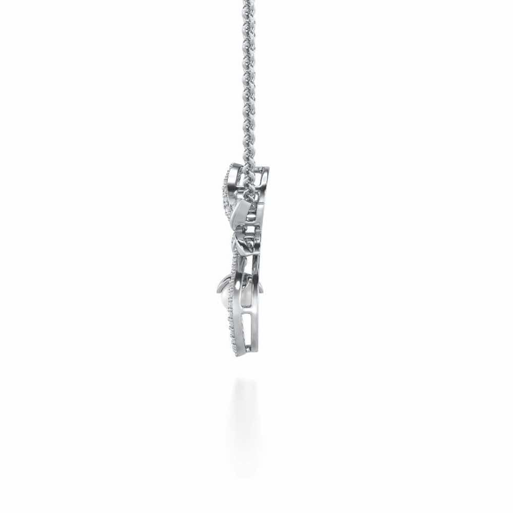 Plant Drop Silver Pearl Pendant - White Gold - Image 4