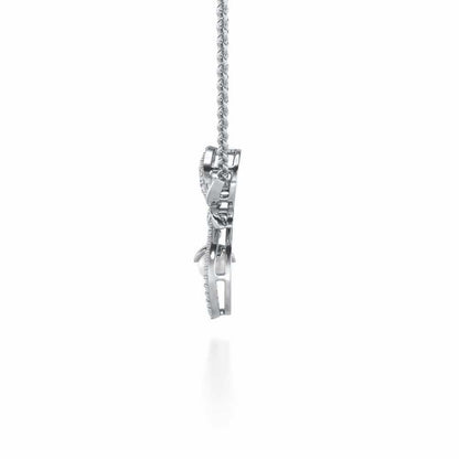 Plant Drop Silver Pearl Pendant - White Gold - Image 4