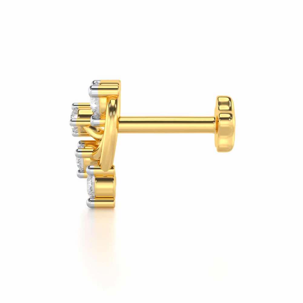 Plus Shine Silver Nosepin - Yellow Gold - Image 3