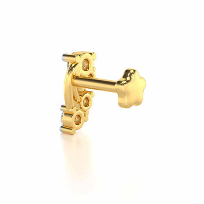 Plus Shine Silver Nosepin - Yellow Gold - Image 4