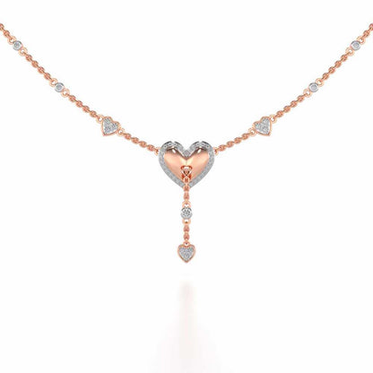 Plush Heart Silver Necklace - Rose Gold - Image 1
