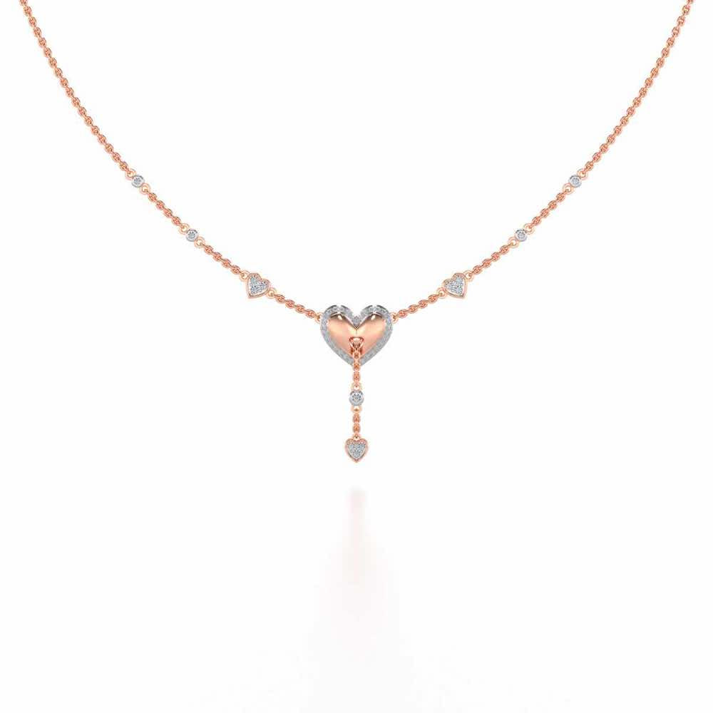 Plush Heart Silver Necklace - Rose Gold - Image 2