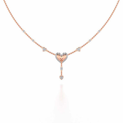 Plush Heart Silver Necklace - Rose Gold - Image 2
