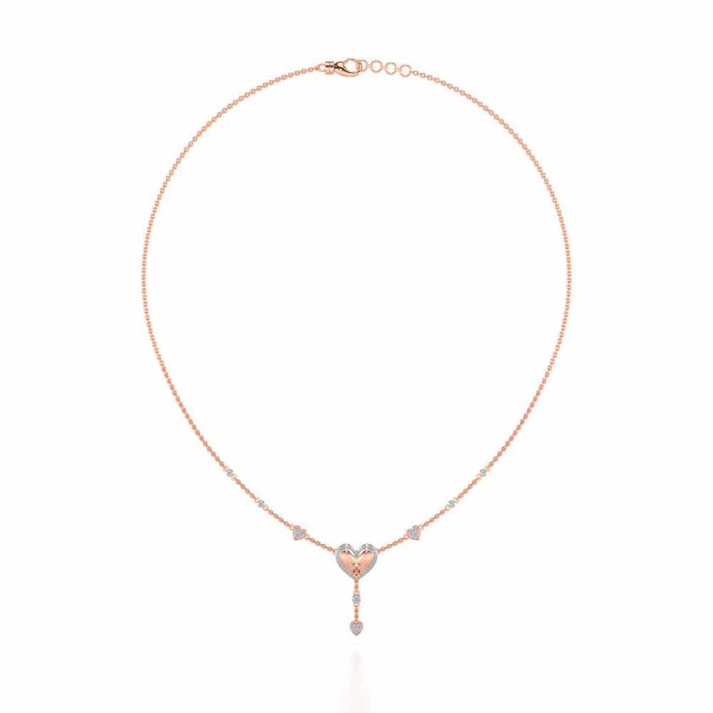 Plush Heart Silver Necklace - Rose Gold - Image 3