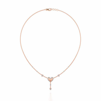 Plush Heart Silver Necklace - Rose Gold - Image 3