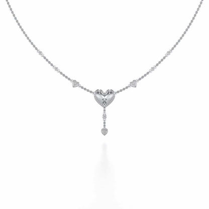 Plush Heart Silver Necklace - White Gold - Image 2