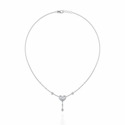 Plush Heart Silver Necklace - White Gold - Image 3