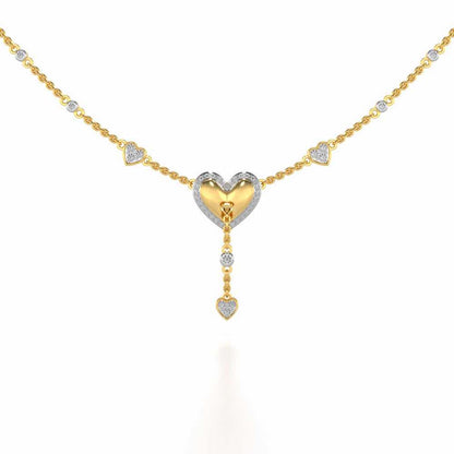 Plush Heart Silver Necklace - Yellow Gold - Image 1