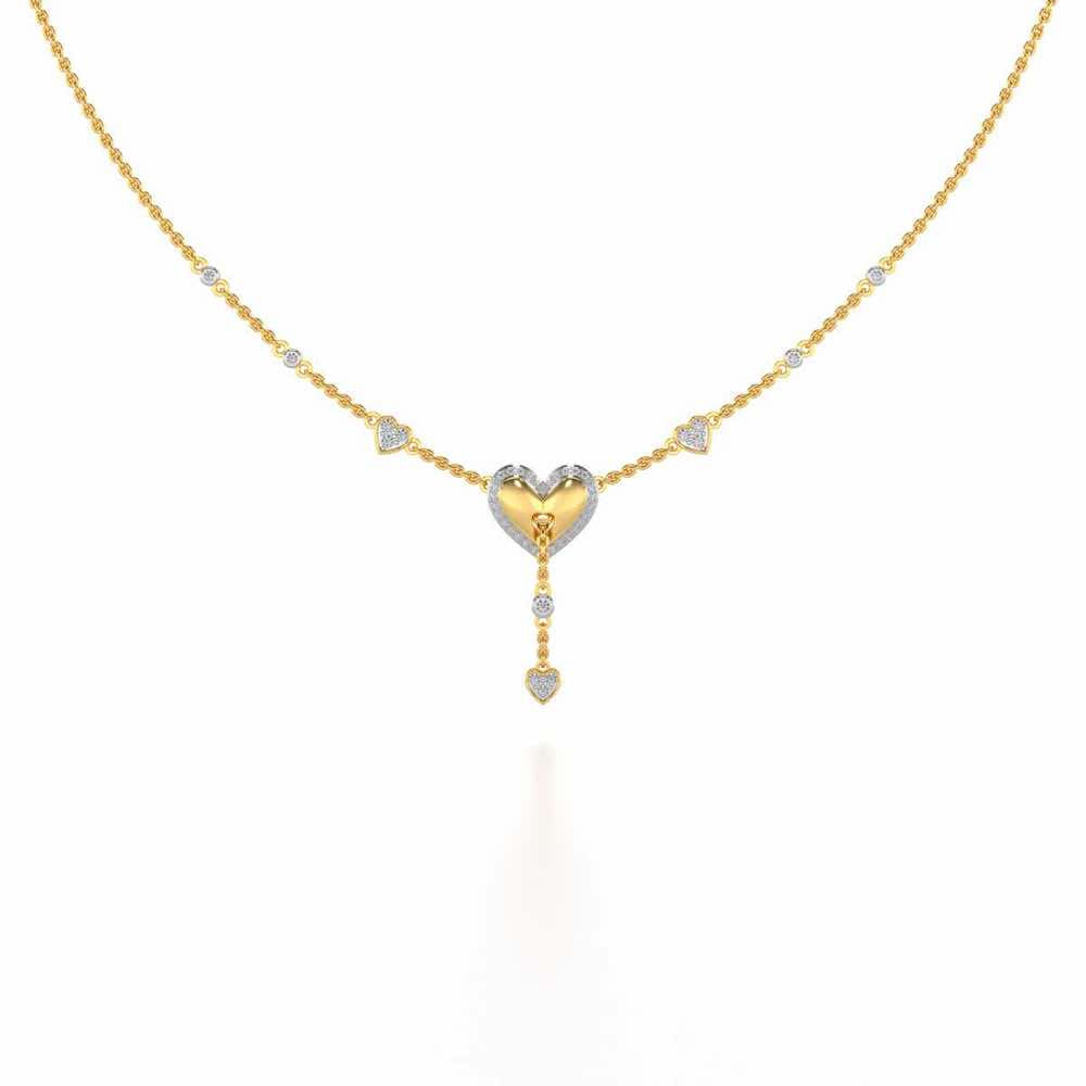 Plush Heart Silver Necklace - Yellow Gold - Image 2