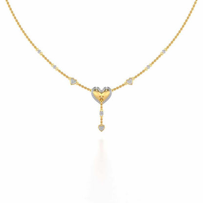 Plush Heart Silver Necklace - Yellow Gold - Image 2