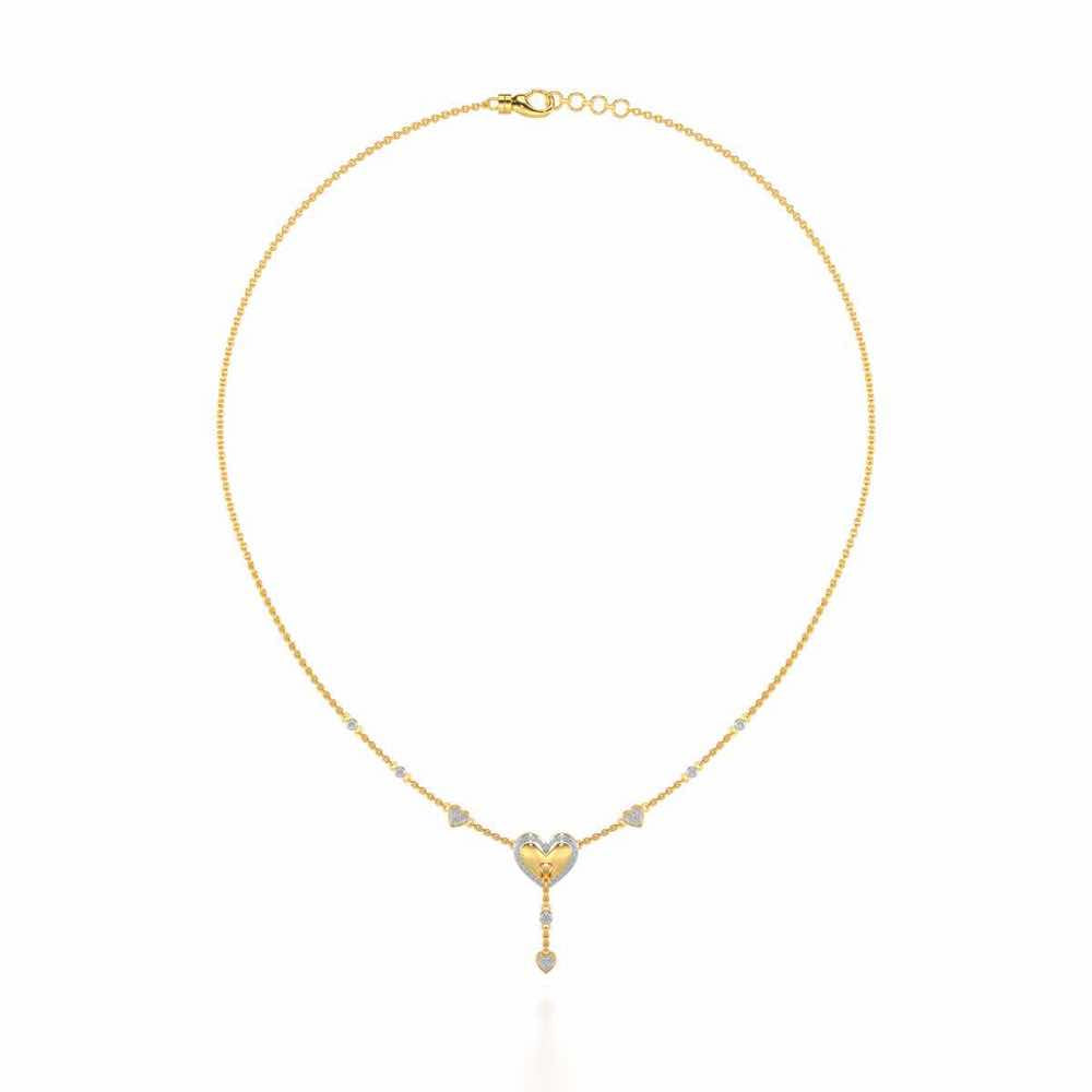 Plush Heart Silver Necklace - Yellow Gold - Image 3