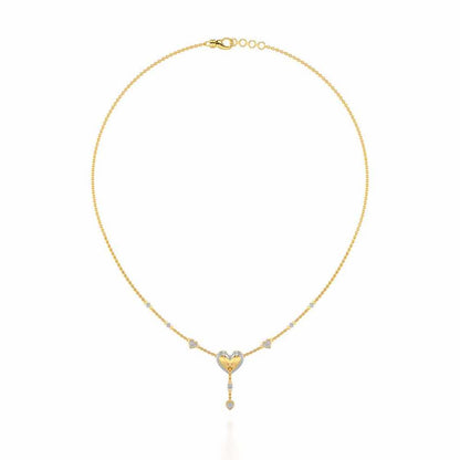 Plush Heart Silver Necklace - Yellow Gold - Image 3