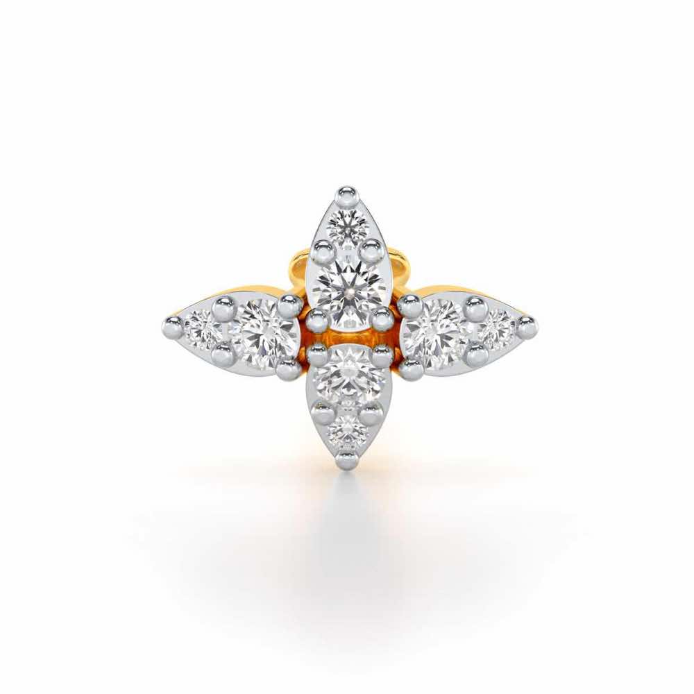 Point Flora Silver Nosepin - Yellow Gold - Image 1