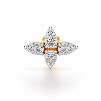 Point Flora Silver Nosepin - Yellow Gold - Image 1