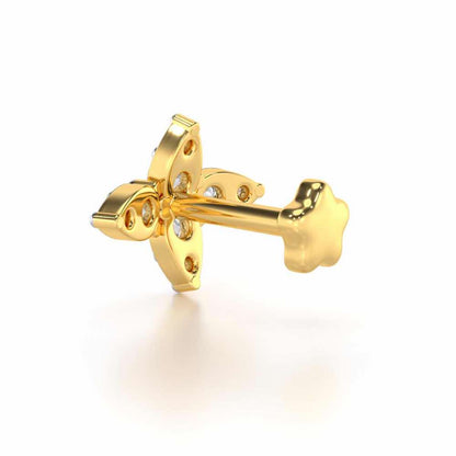 Point Flora Silver Nosepin - Yellow Gold - Image 4
