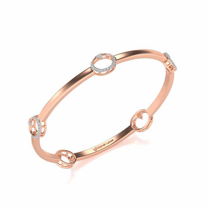 Point Oval Silver Bangles - Rose Gold - Image 1