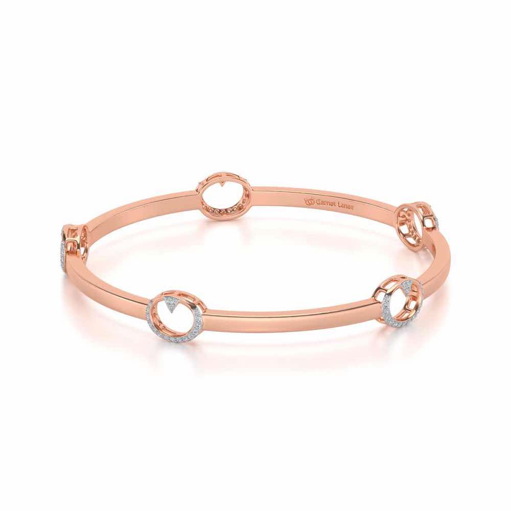 Point Oval Silver Bangles - Rose Gold - Image 2