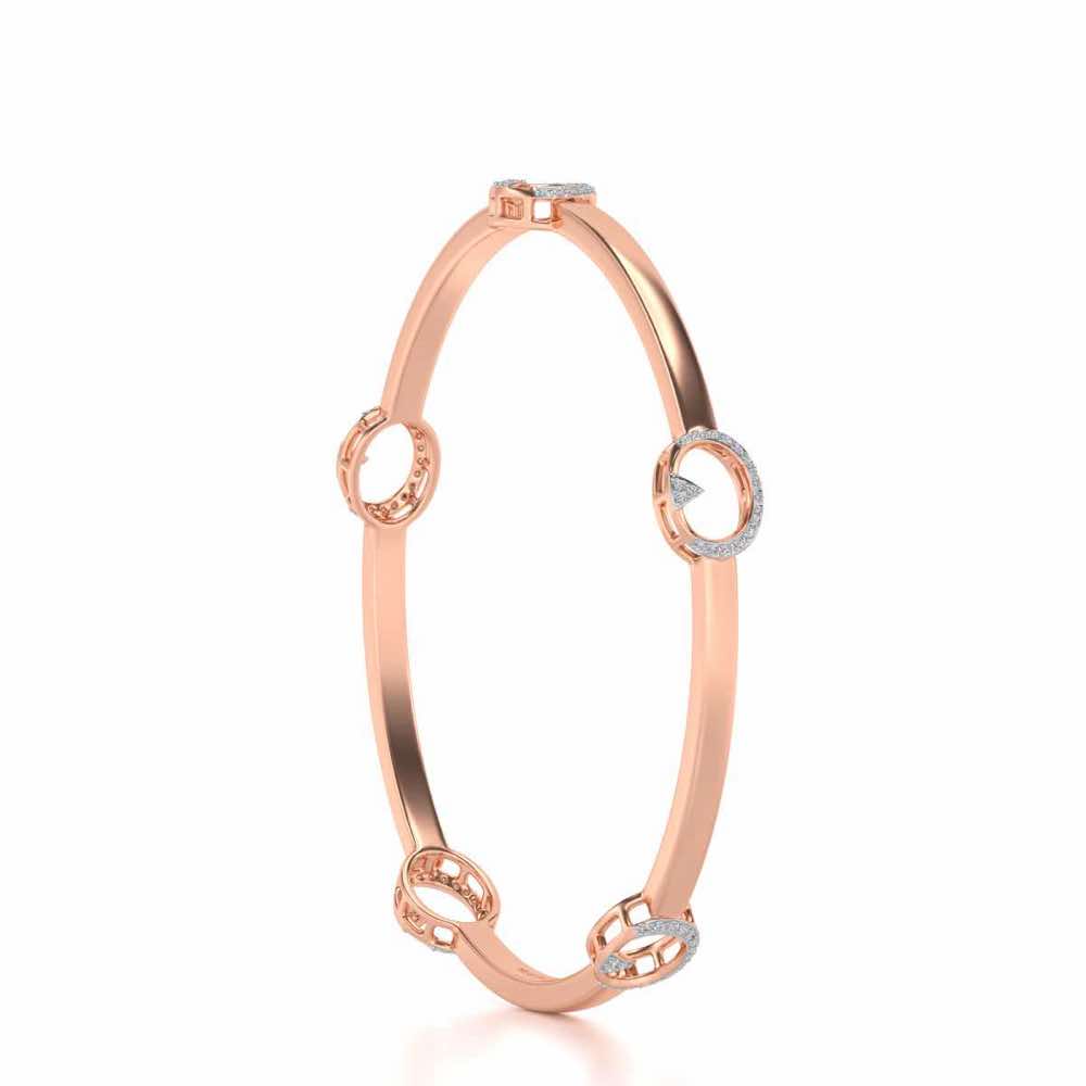 Point Oval Silver Bangles - Rose Gold - Image 3