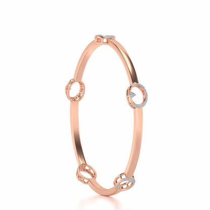 Point Oval Silver Bangles - Rose Gold - Image 3