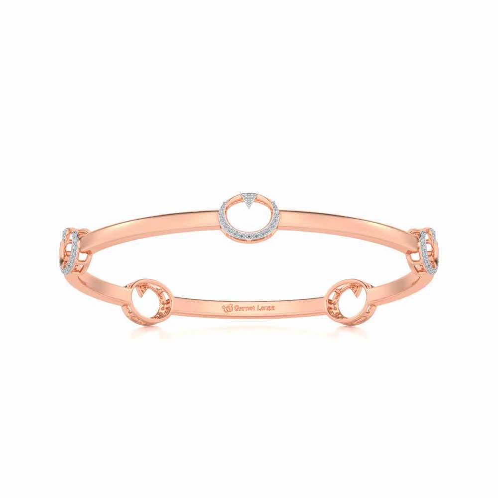 Point Oval Silver Bangles - Rose Gold - Image 4