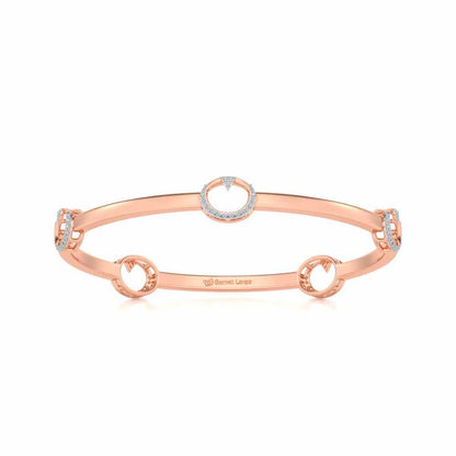 Point Oval Silver Bangles - Rose Gold - Image 4