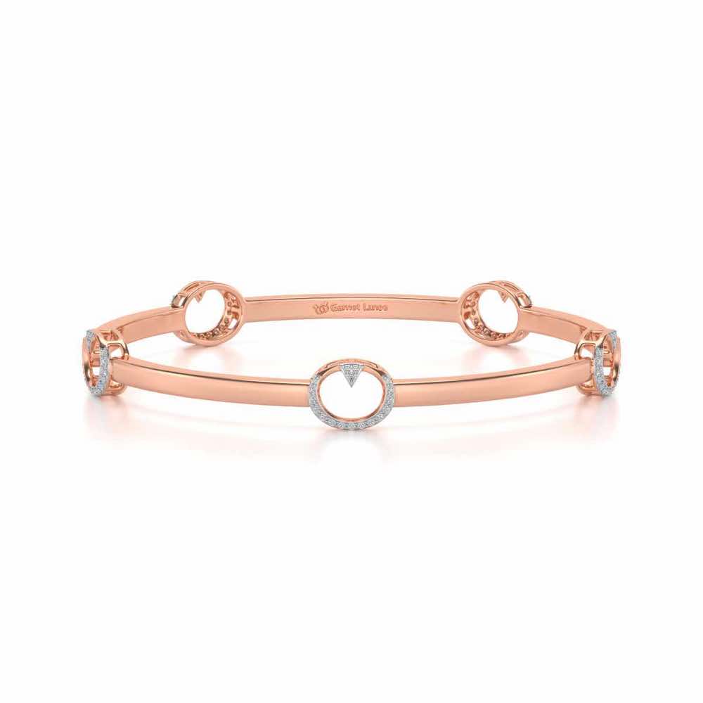 Point Oval Silver Bangles - Rose Gold - Image 5