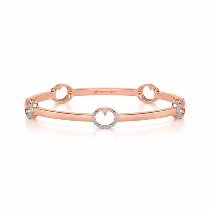 Point Oval Silver Bangles - Rose Gold - Image 5