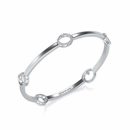 Point Oval Silver Bangles - White Gold - Image 1