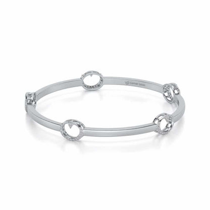 Point Oval Silver Bangles - White Gold - Image 2