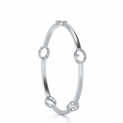 Point Oval Silver Bangles - White Gold - Image 3