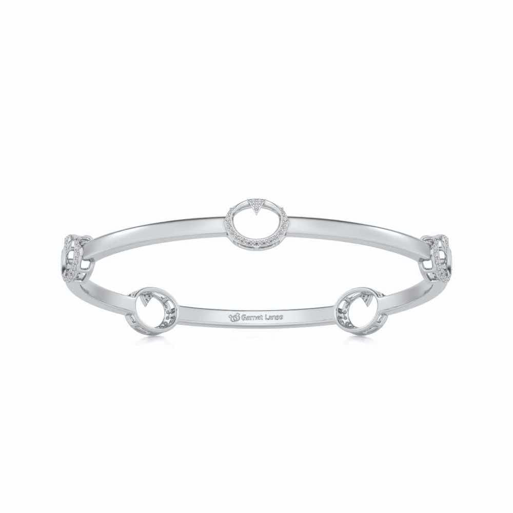 Point Oval Silver Bangles - White Gold - Image 4