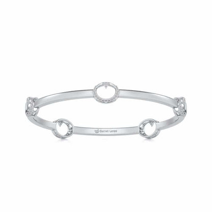Point Oval Silver Bangles - White Gold - Image 4