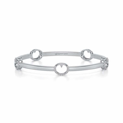 Point Oval Silver Bangles - White Gold - Image 5