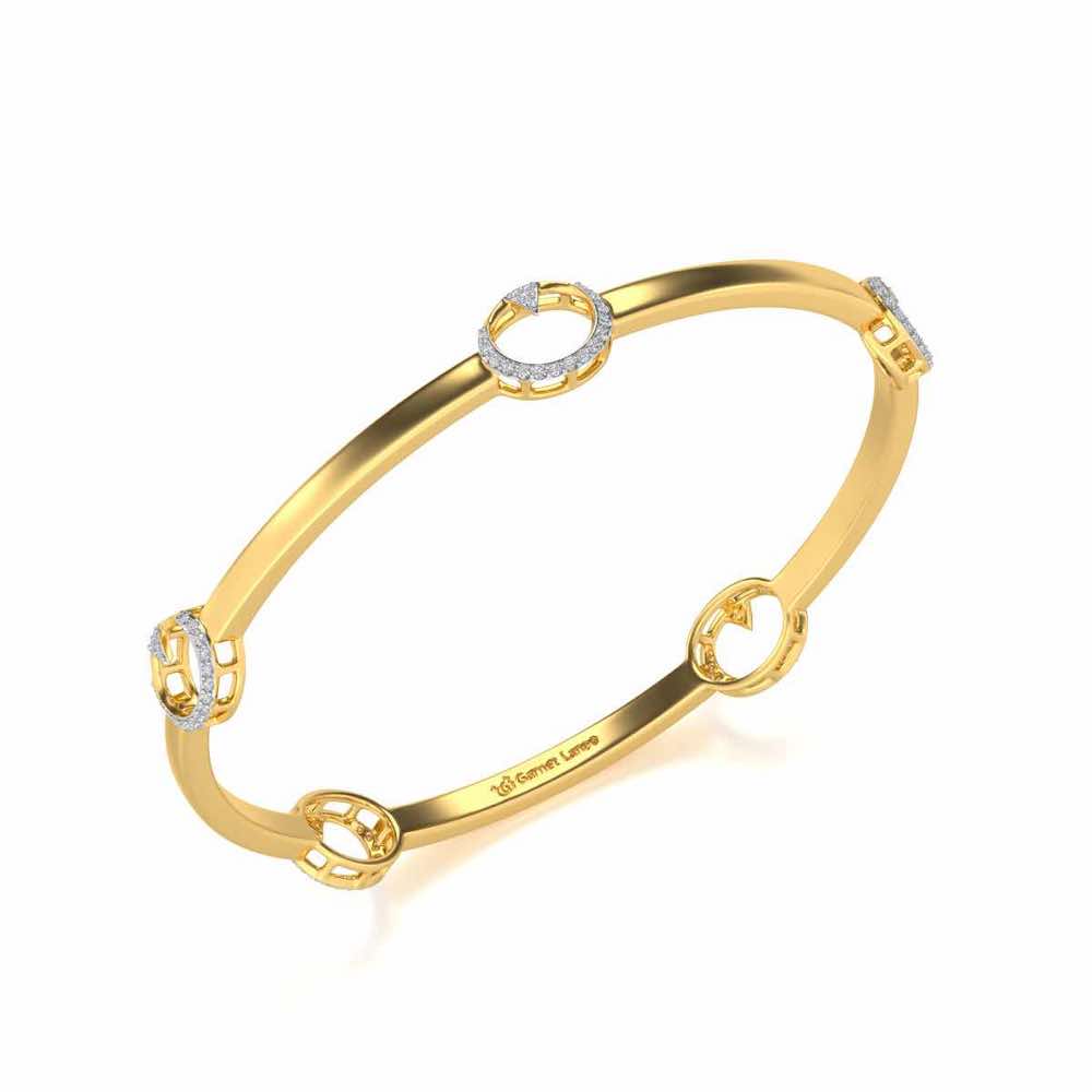 Point Oval Silver Bangles - Yellow Gold - Image 1