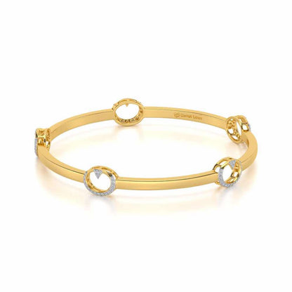 Point Oval Silver Bangles - Yellow Gold - Image 2