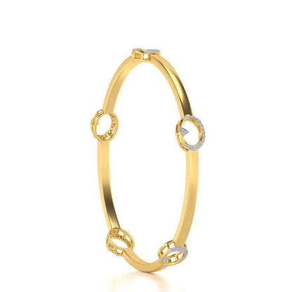 Point Oval Silver Bangles - Yellow Gold - Image 3
