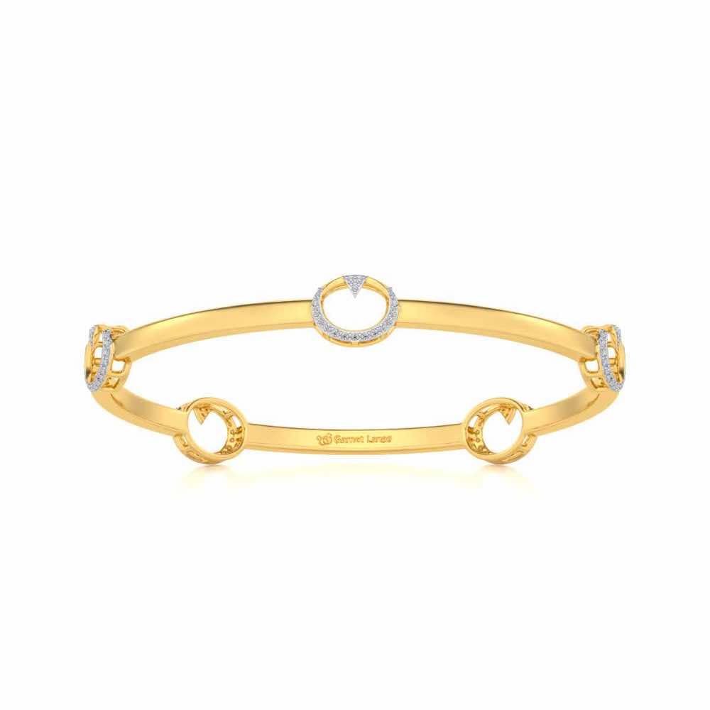 Point Oval Silver Bangles - Yellow Gold - Image 4