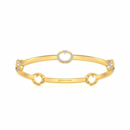 Point Oval Silver Bangles - Yellow Gold - Image 4