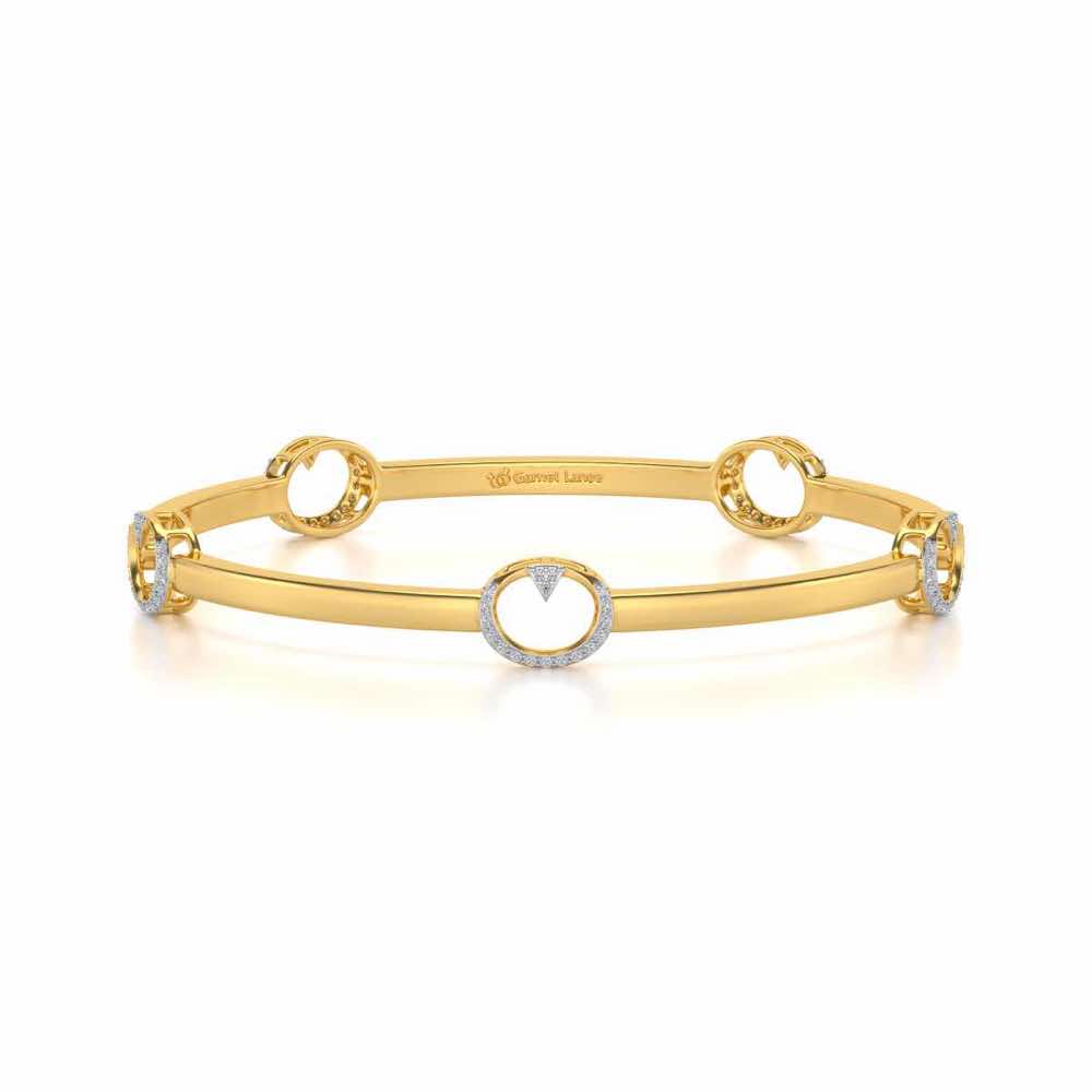 Point Oval Silver Bangles - Yellow Gold - Image 5
