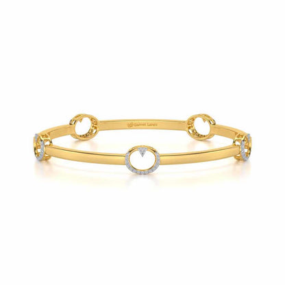 Point Oval Silver Bangles - Yellow Gold - Image 5