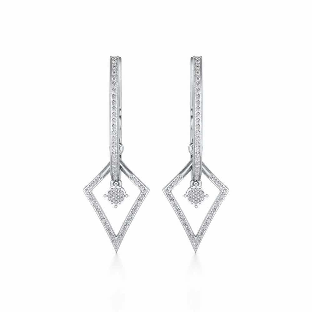 Pointed Arrow Drops Earrings - White Gold - Image 1